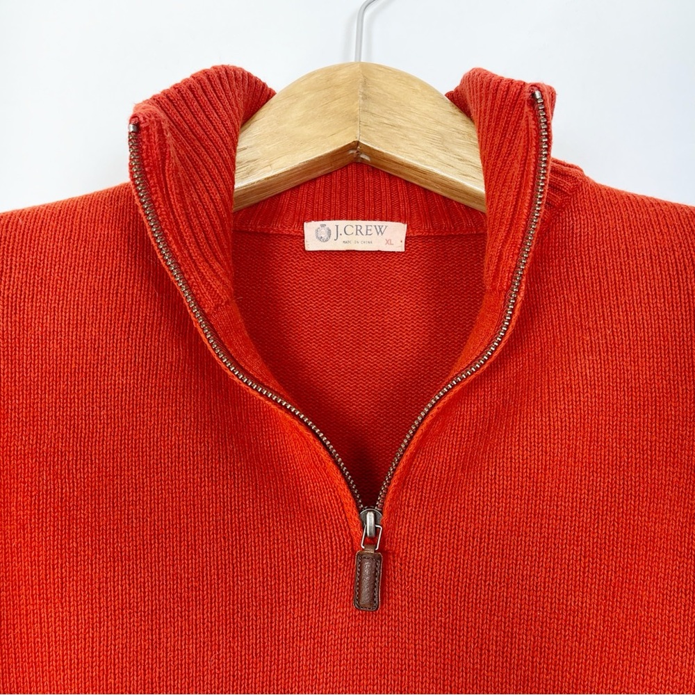 J. Crew Men's Orange Red Cotton Cashmere‎ Quarter Zip Pullover Sweater Size XL - Picture 9 of 11